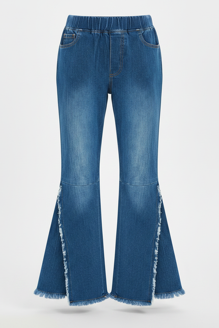 Pantalon Patte D'Éléphant Bleu Délavé Fendu Enfant - Jean - vue 3