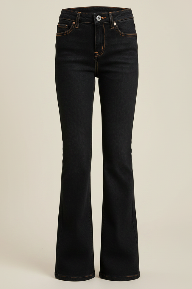 Pantalon Patte D'Éléphant Noir Taille Haute Denim Évasé - Jean - vue 3