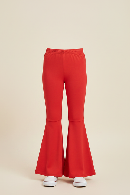 Pantalon Patte D'Éléphant Rouge Évasé Confortable Enfant Fille - Maille - vue 3