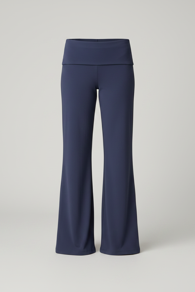 Pantalon Patte D'Éléphant Bleu Marine Taille Basse Fluide Confortable - Maille - vue 3