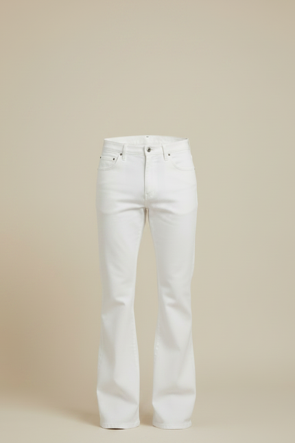 Pantalon Patte D'Éléphant Blanc Classique Homme Évasé Décontracté - Jean - vue 3