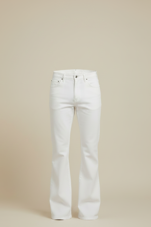 Pantalon Patte D'Éléphant Blanc Classique Homme Évasé Décontracté - Jean - vue 3