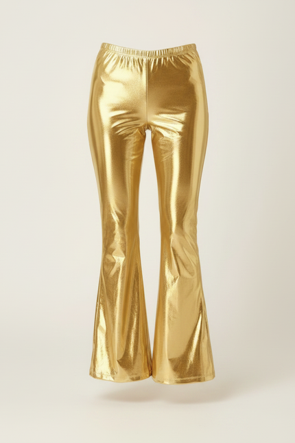 Pantalon Patte D'Éléphant Doré Brillant Métallique Évasé Disco - Polyester - vue 3