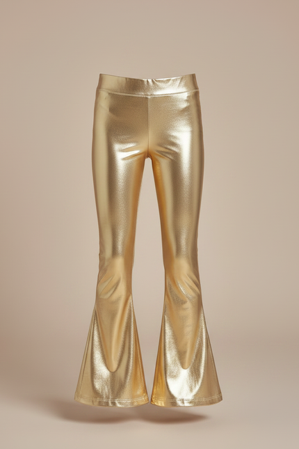 Pantalon Patte D'Éléphant Doré Métallisé Brillant Évasé Fille - Simili cuir - vue 3
