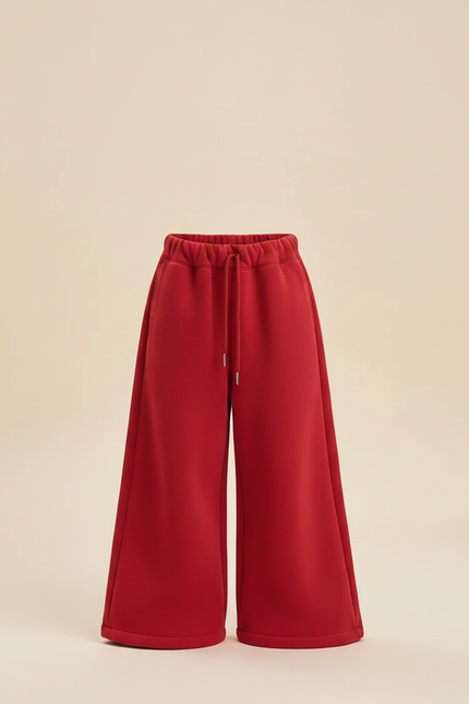 Pantalon Patte D'Éléphant Rouge Ample Polaire Enfant - Molleton - vue 3