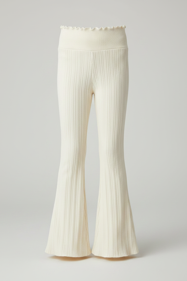 Pantalon Patte D'Éléphant Crème Côtelé Maille Confortable Enfant - Beige - vue 3