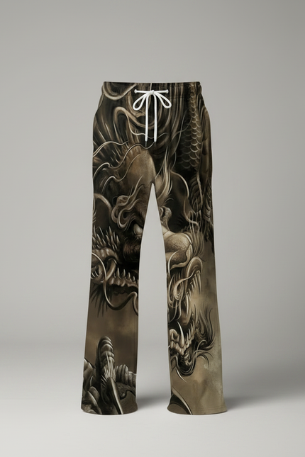 Pantalon Patte D'Éléphant Dragon Imprimé Vintage Confortable Homme - Polyester - vue 3