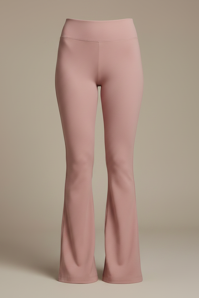 Pantalon Patte D'Éléphant Rose Taille Haute Confortable Évasé - Maille - vue 3