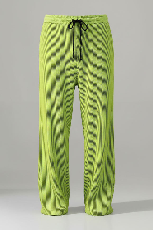 Pantalon Patte D'Éléphant Vert Plissé Ample Décontracté Fluide - Polyester - vue 3