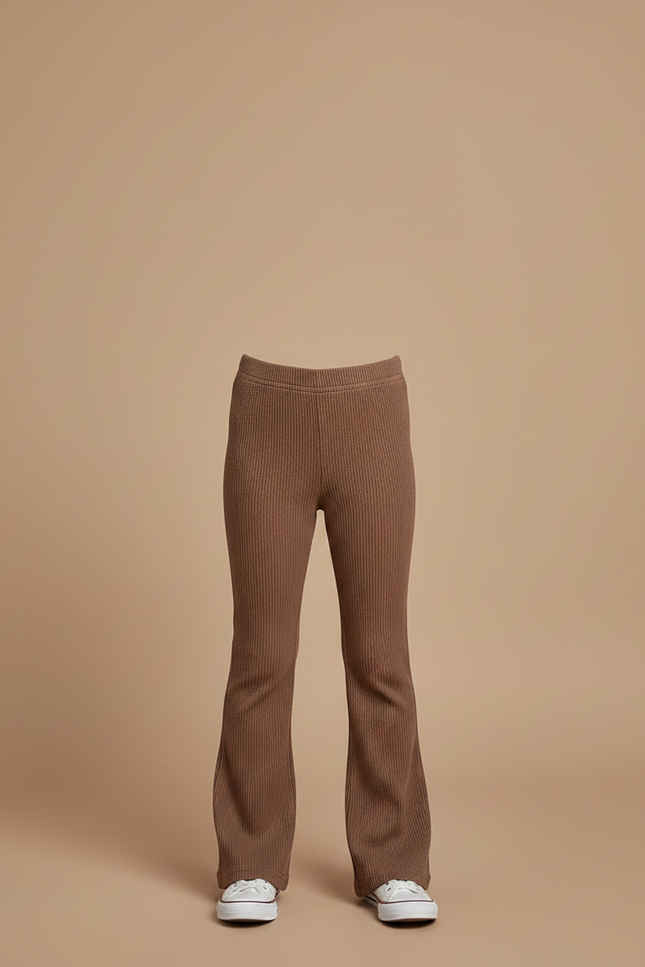 Pantalon Patte D'Éléphant Côtelé Marron Évasé Confortable Doux - Maille - vue 3