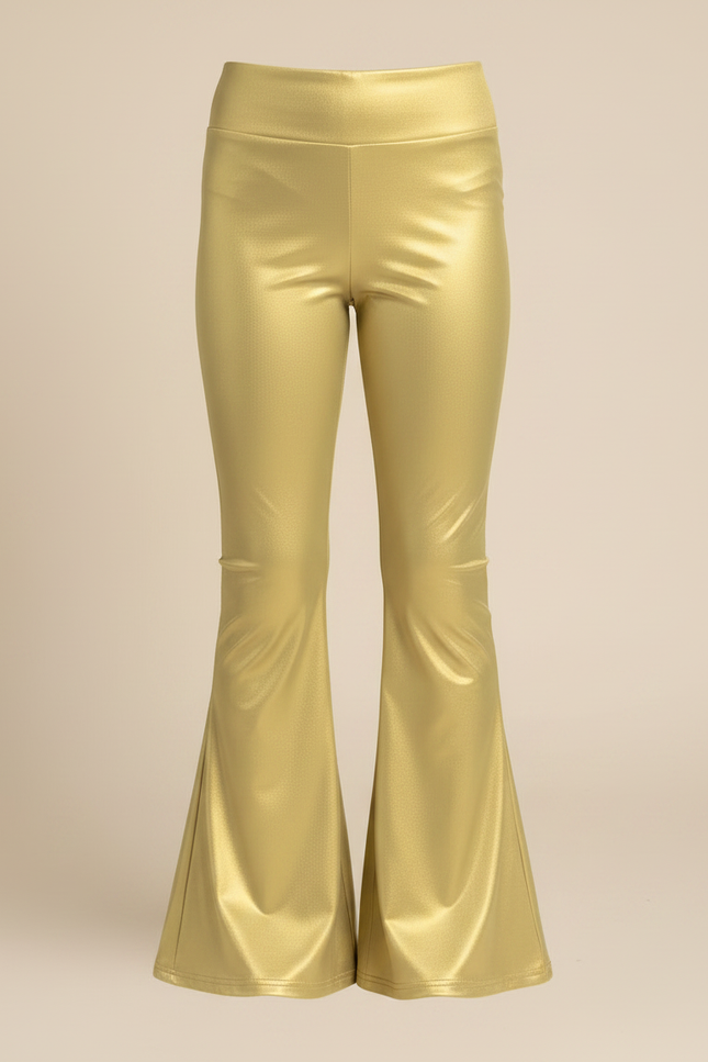 Pantalon Patte D'Éléphant Doré Brillant Évasé Fille - Polyester - vue 3