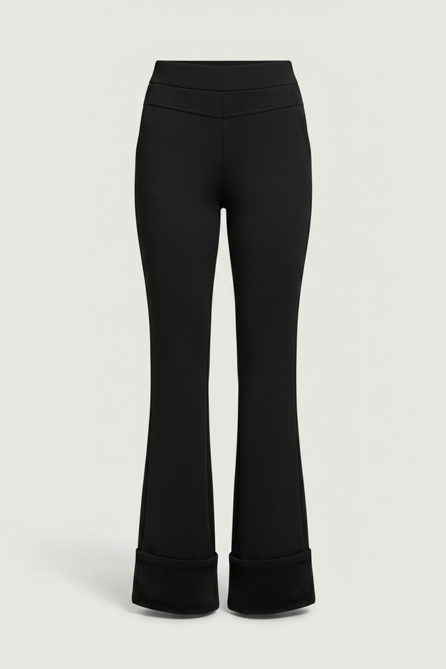 Pantalon Patte D'Éléphant Noir Évasé Taille Haute Hiver - Maille - vue 3