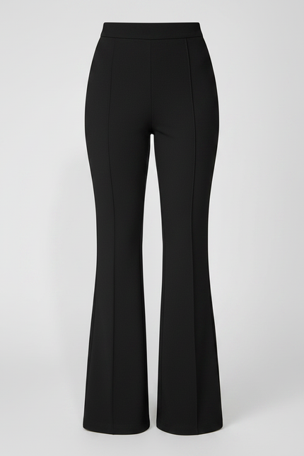 Pantalon Patte D'Éléphant Noir Taille Haute Coupe Évasée Fluide - Polyester - vue 3