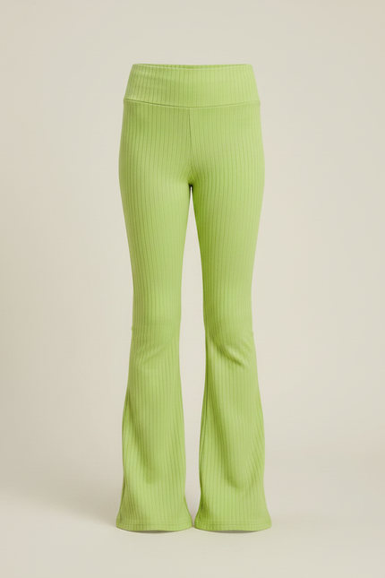 Pantalon Patte D'Éléphant Vert Côtelé Taille Haute Fille - Maille - vue 3