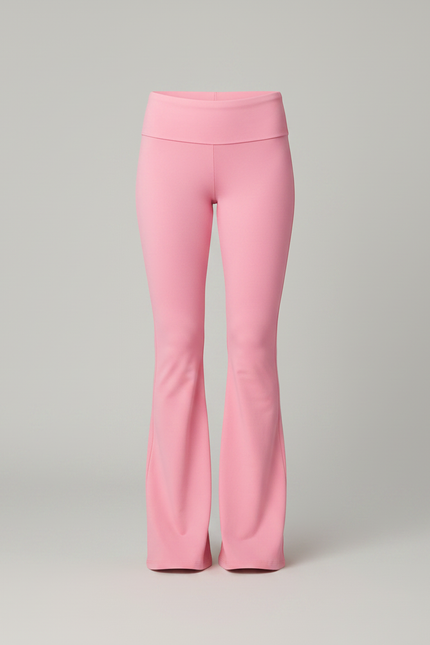 Pantalon Patte D'Éléphant Rose Taille Haute Évasé Confortable - Polyester - vue 3