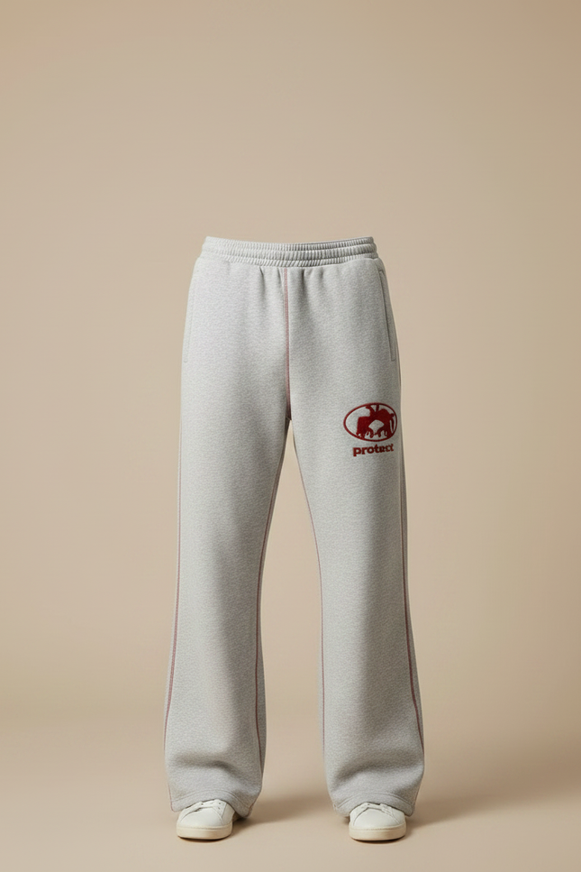 Pantalon Patte D'Éléphant Gris Sportif Évasé Homme - Molleton - vue 3