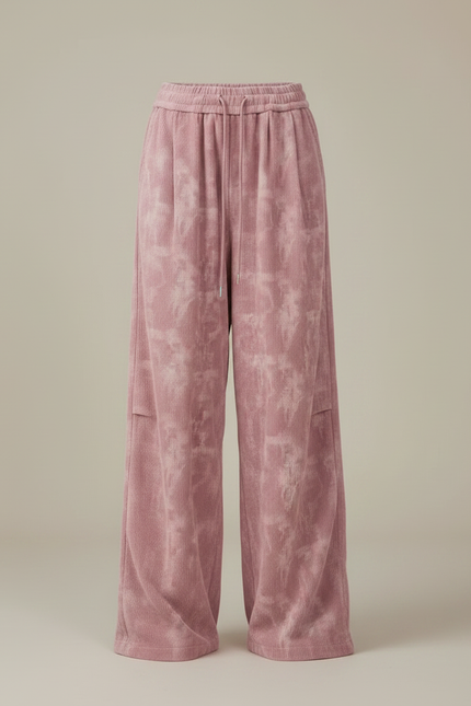 Pantalon Patte D'Éléphant Velours Côtelé Tie-Dye Rose Ample - Cordé - vue 3