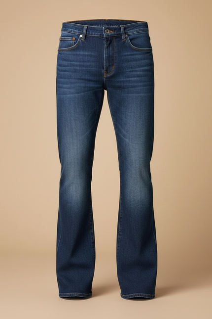 Pantalon Patte D'Éléphant Homme, Jean Bleu Évasé Classique Décontracté - vue 3