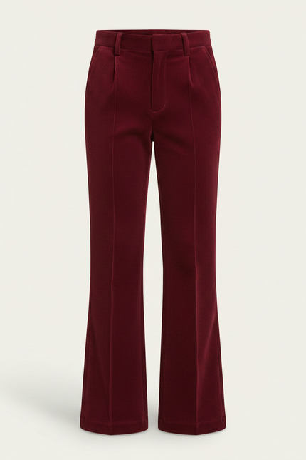 Pantalon Patte D'Éléphant Velours Rouge Bordeaux Évasé Élégant - vue 3