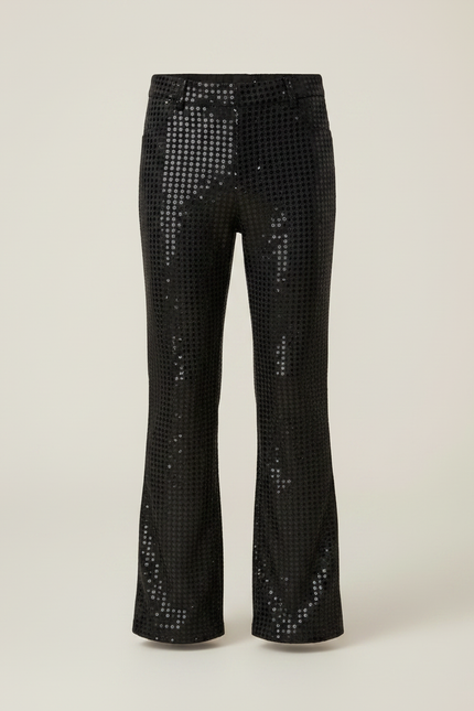 Pantalon Patte D'Éléphant Noir Paillettes Brillantes Évasé Enfant - Polyester - vue 3
