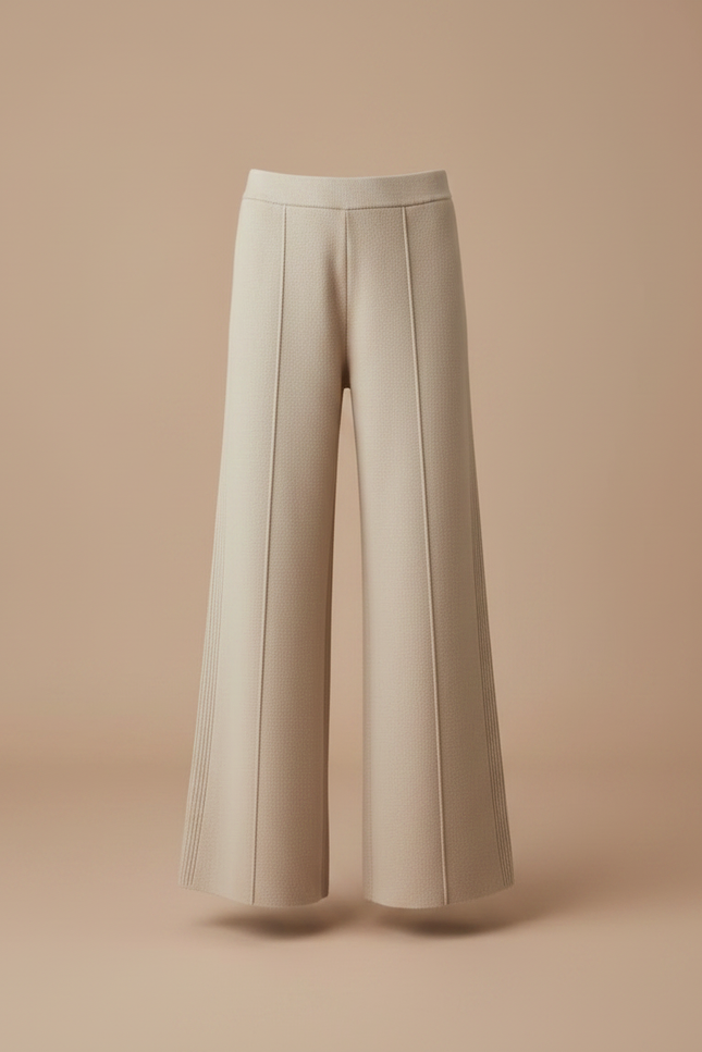 Pantalon Patte D'Éléphant Beige Tricoté Ample Décontracté Fille - Maille - vue 3
