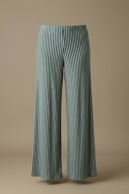 Pantalon Patte D'Éléphant Rayé Bleu Marine Confortable Décontracté - Maille - vue 3