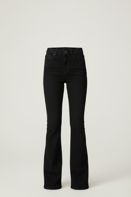 Pantalon Patte D'Éléphant Noir Denim Évasé Classique - Jean - vue 3