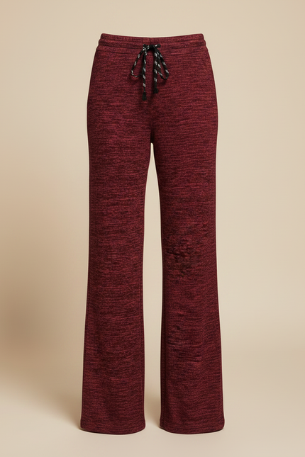 Pantalon Patte D'Éléphant Rouge Chiné Ample Décontracté Cordon - Molleton - vue 3