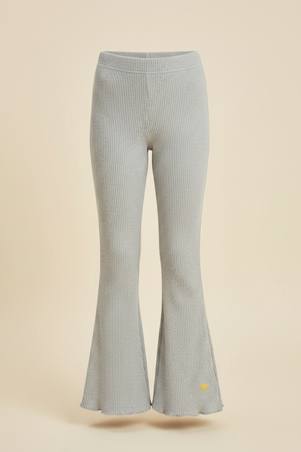 Pantalon Patte D'Éléphant Côtelé Gris Enfant Évasé Confortable - Maille - vue 3
