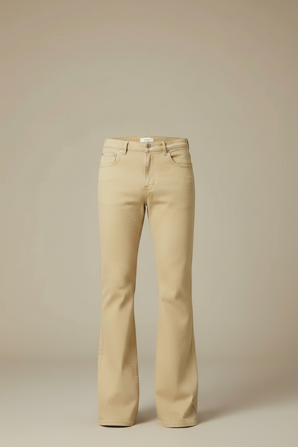 Pantalon Patte D'Éléphant Beige Uni Évasé Décontracté Homme - Jean - vue 3