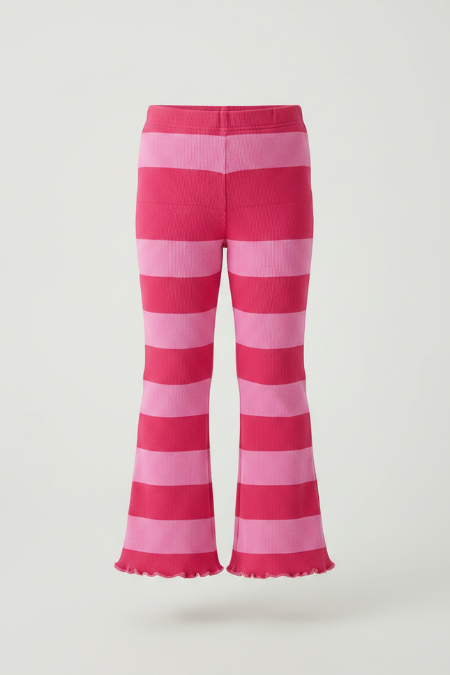 Pantalon Patte D'Éléphant Rayé Rose Côtelé Évasé Confortable - Maille - vue 3