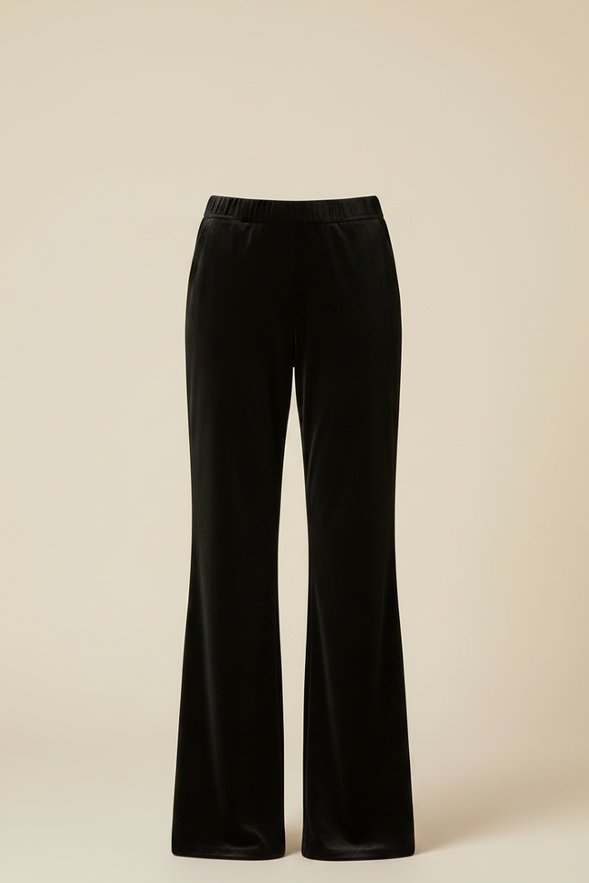 Pantalon Patte D'Éléphant Velours Noir Taille Haute Ample Femme - vue 3