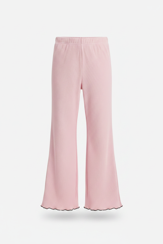 Pantalon Patte D'Éléphant Rose Côtelé Ondulé Confortable Enfant - Maille - vue 3