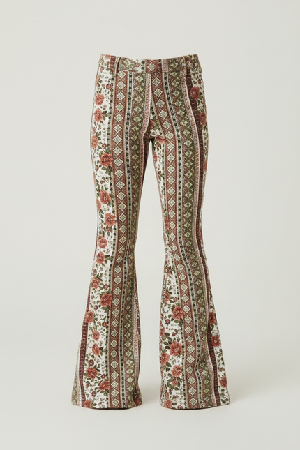 Pantalon Patte D'Éléphant Imprimé Floral Bohème Évasé Confortable - Maille - vue 3