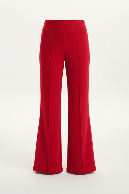 Pantalon Patte D'Éléphant Rouge Uni Confortable Évasé Fille - Maille - vue 3