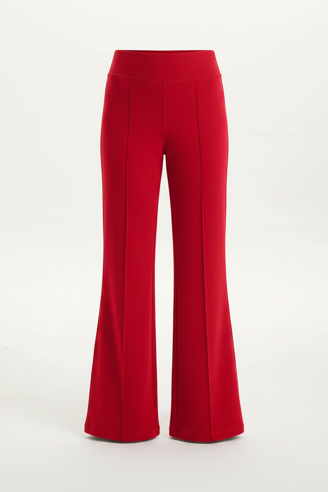 Pantalon Patte D'Éléphant Rouge Uni Confortable Évasé Fille - Maille - vue 3