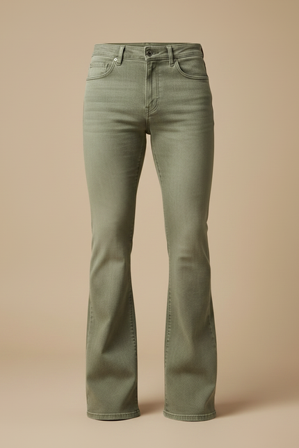 Pantalon Patte D'Éléphant Vert Kaki Denim Coupe Évasée Homme - Jean - vue 3