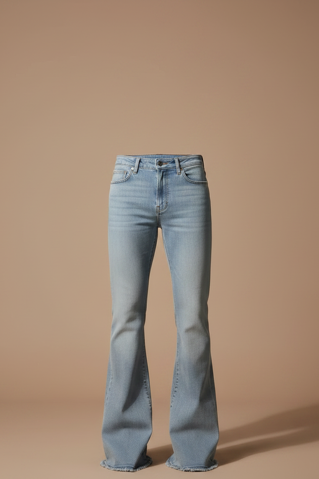 Pantalon Patte D'Éléphant Homme Bleu Clair Délavé Décontracté - Jean - vue 3