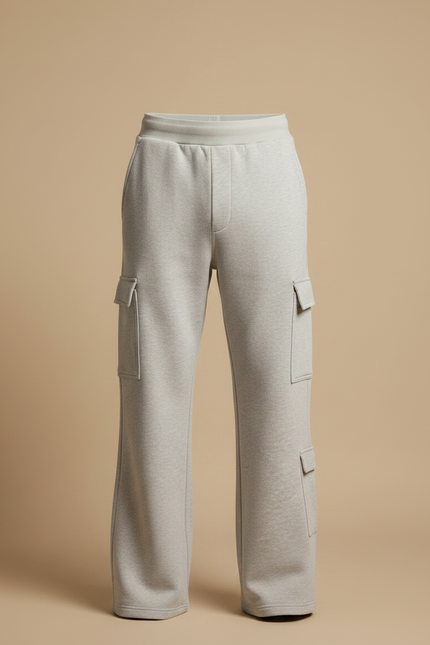 Pantalon Patte D'Éléphant Gris Cargo Décontracté Ample Homme - Molleton - vue 3