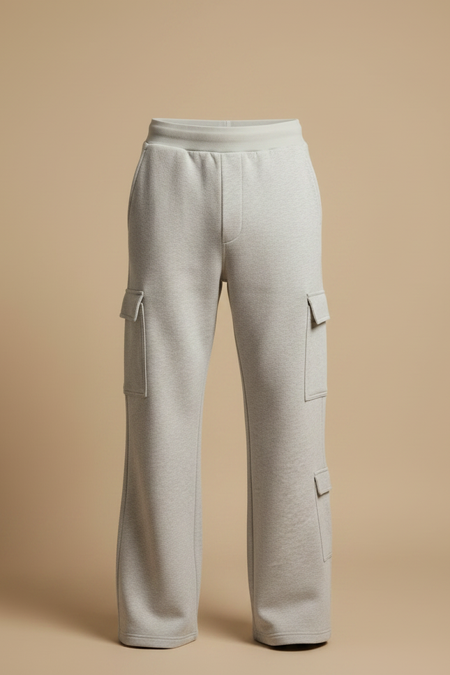 Pantalon Patte D'Éléphant Gris Cargo Décontracté Ample Homme - Molleton - vue 3