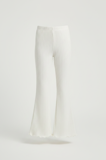 Pantalon Patte D'Éléphant Blanc Côtelé Décontracté Enfant - Maille - vue 3