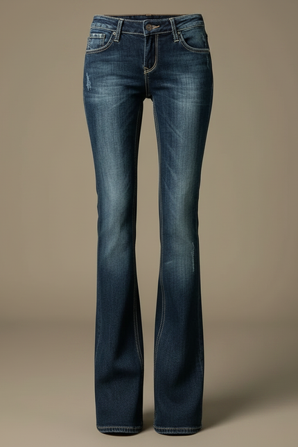 Pantalon Patte D'Éléphant Jean Bleu Délavé Taille Basse - vue 3