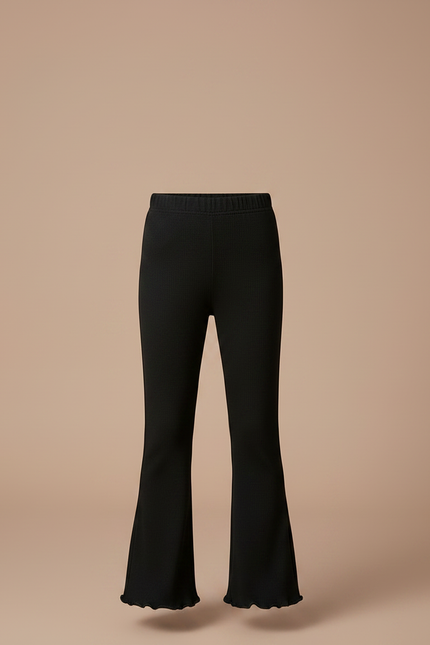 Pantalon Patte D'Éléphant Noir Côtelé Confortable Décontracté Fille - Cordé - vue 3
