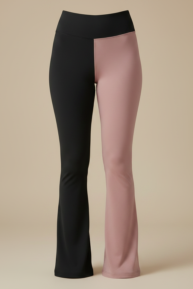 Pantalon Patte D'Éléphant Bicolore Noir Rose Taille Haute - Multicolore Polyester - vue 3