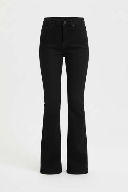 Pantalon Patte D'Éléphant Noir Taille Haute Évasé Élastique - Jean - vue 3