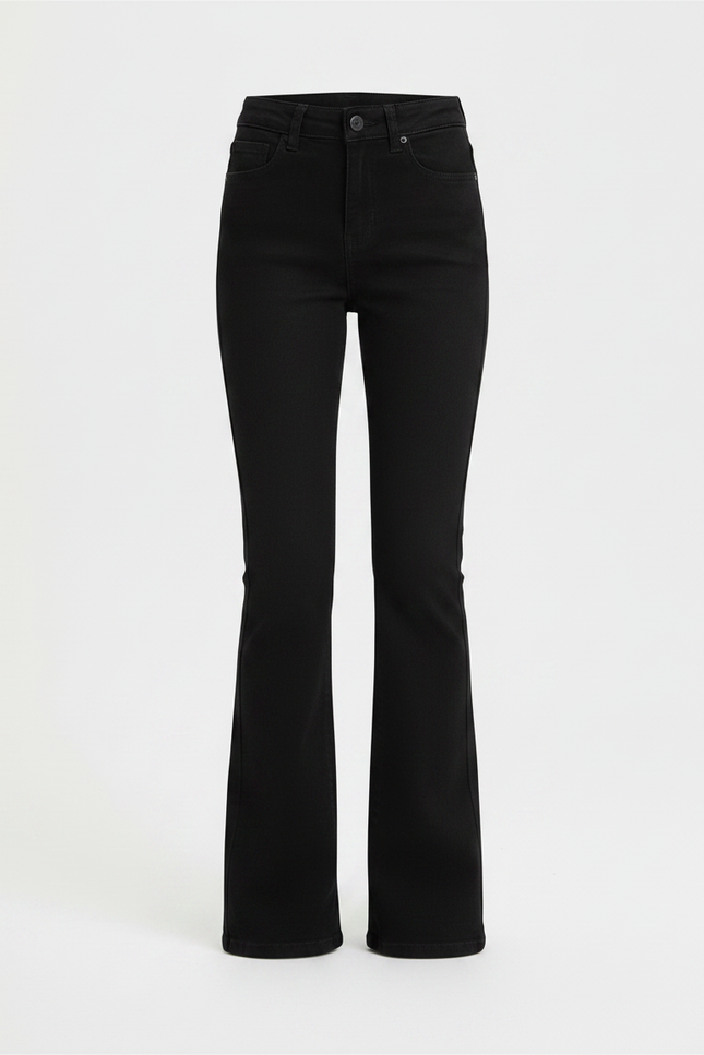 Pantalon Patte D'Éléphant Noir Taille Haute Évasé Élastique - Jean - vue 3