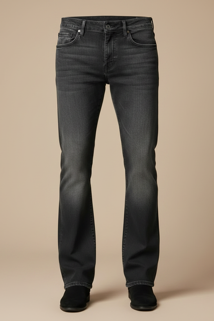 Pantalon Patte D'Éléphant Homme, Jean Évasé Gris Foncé Décontracté - vue 3