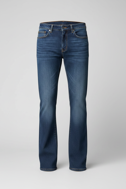 Pantalon Patte D'Éléphant Jean Bleu Classique Confortable Homme - vue 3