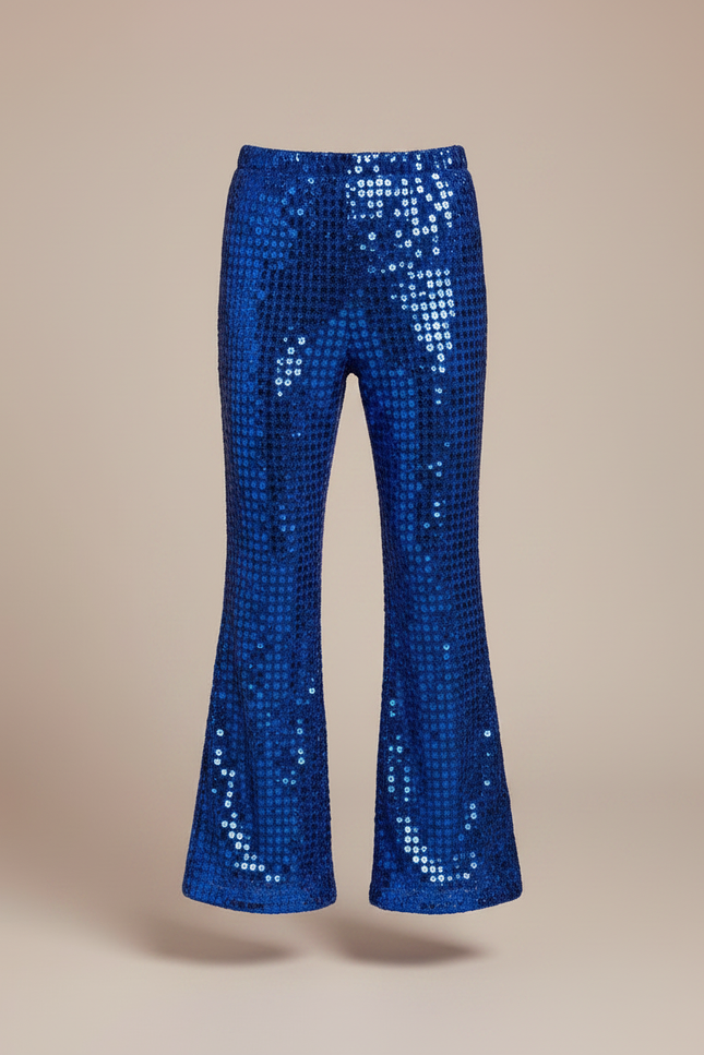 Pantalon Patte D'Éléphant Bleu Pailleté Brillant Évasé Enfant - Polyester - vue 3