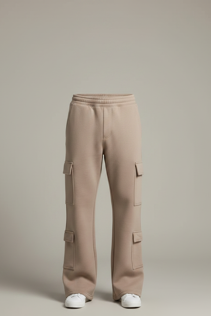 Pantalon Patte D'Éléphant Beige Cargo Ample Décontracté Homme - Molleton - vue 3